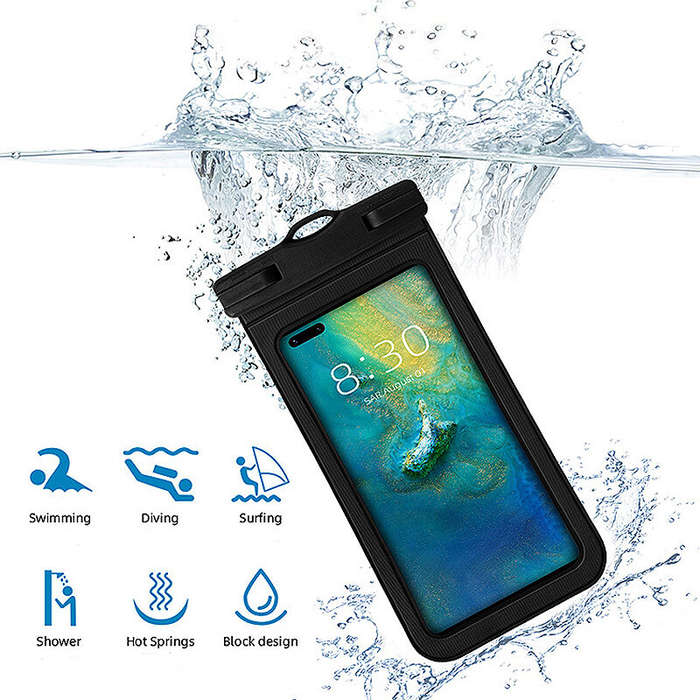 Pink - 0.3MM Ultra Thin Transparent 30M Waterproof Phone Bag Reusable Sealed Cell Phone Pouch Case f