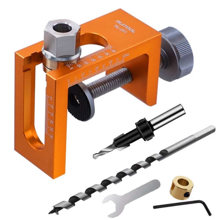 #A - Cabinet Hardware Jig Cabinet Door Push Opener Hole Cutter 10mm Aluminum Alloy Body Stainless St