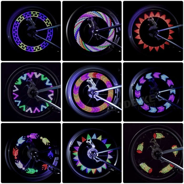 1 Pc - LEADBIKE 14 RGB DIY LED Bike Wheel Light Rechargeable Bicycle Warning Lights Waterproof LED N