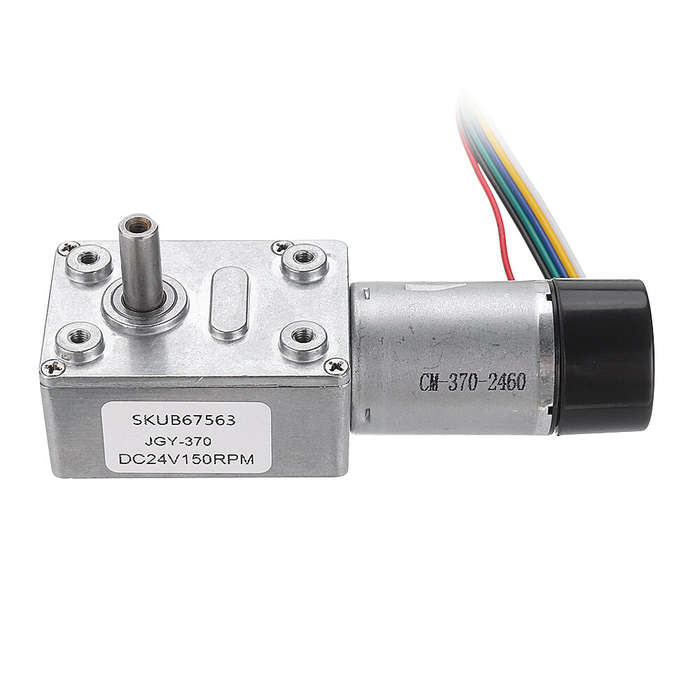 Machifit JGY-370 DC 24V Motor Reduction Gear Turbine Worm Self-locking Encoder Signal Feedback Motor