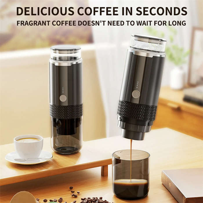 Black - Comfook 170ML Portable Coffee Machine Americano K-CUP Capsule & Coffee Powder Dual-Use Extra