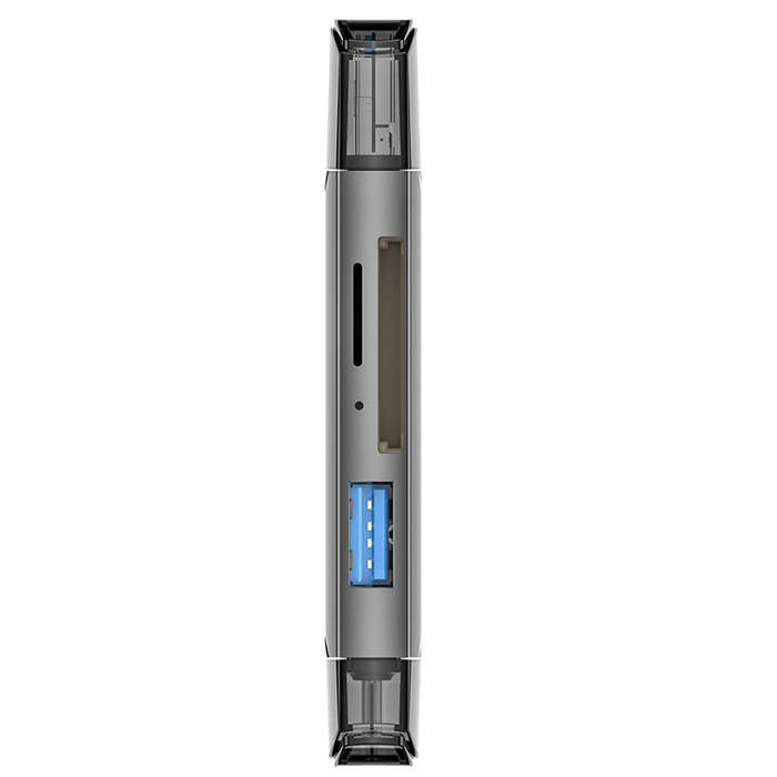 Grey - DM-HC61 6-in-1 OTG Type-C SD TF Card Reader USB 3.0 Micro USB Flash Drive Adapter 5Gbps High
