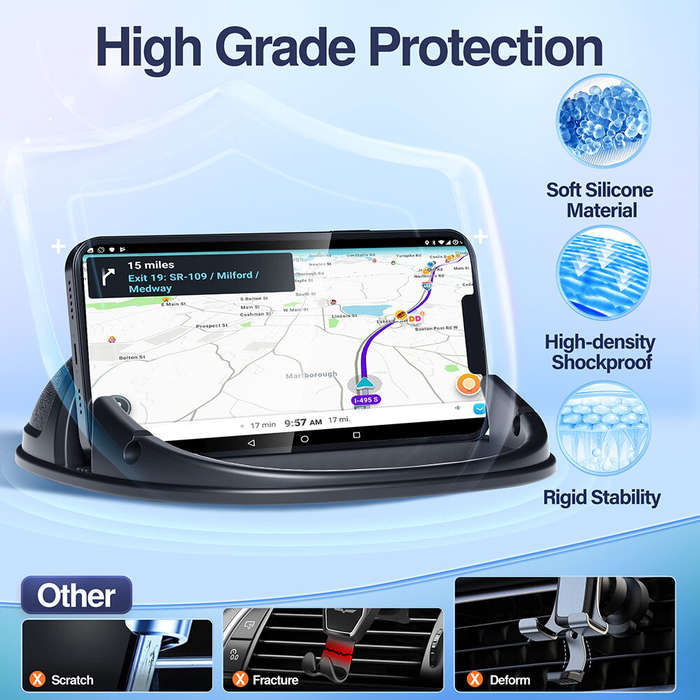 Black - Silicone Car Phone Holder Mount Car Pad Mat for Various Dashboards Slip Free Desk Phone Stan