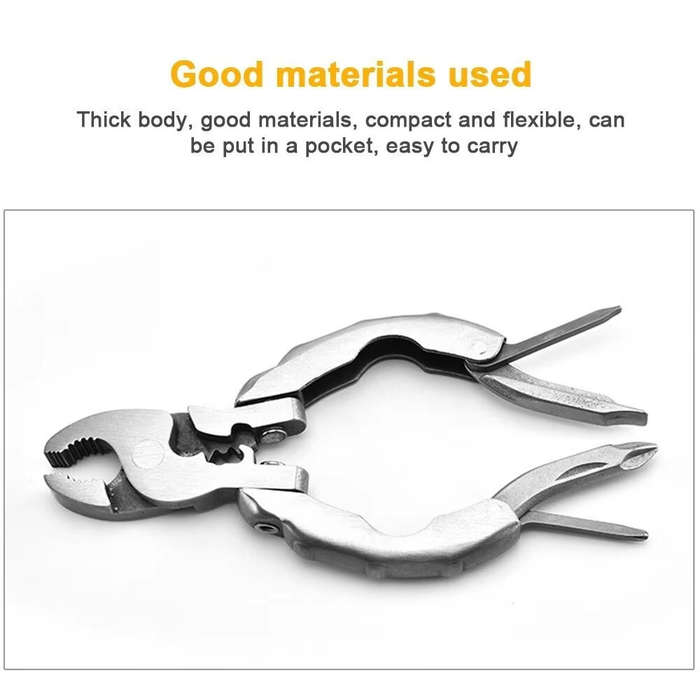 Silver - Portable 9 in 1 Pocket Pliers Keychain Pliers Screwdriver Round Head Pliers Gadget Mini EDC