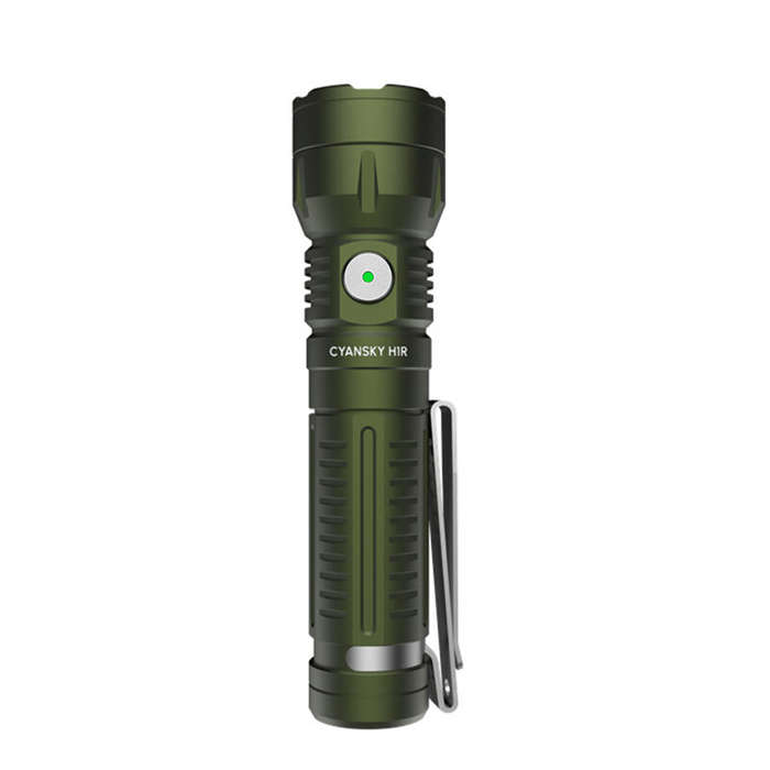 Silver - CYANSKY H1R EDC 14500 Flashlight with 700 Lumens 400M Output, Multifunctional Rechargeable