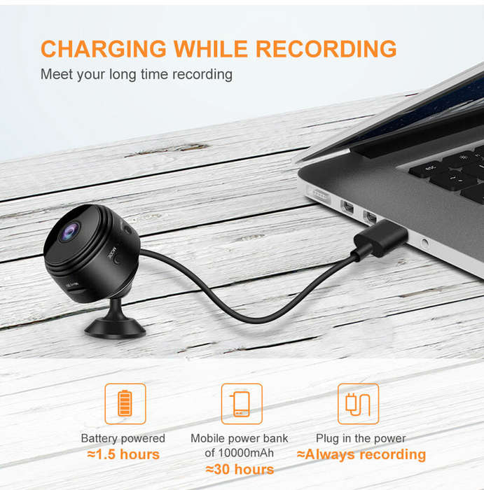 Black - A9 Upgraded 1080P HD Mini Wireless WIFI IP Camera DVR Motion Detection Night Vision Sound De