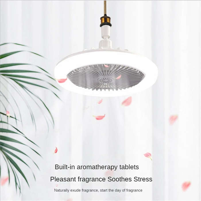 White - E27 Ceiling Fan Light Brightness & Color Temperature Dimmable 3-Speed Wind with Remote Contr