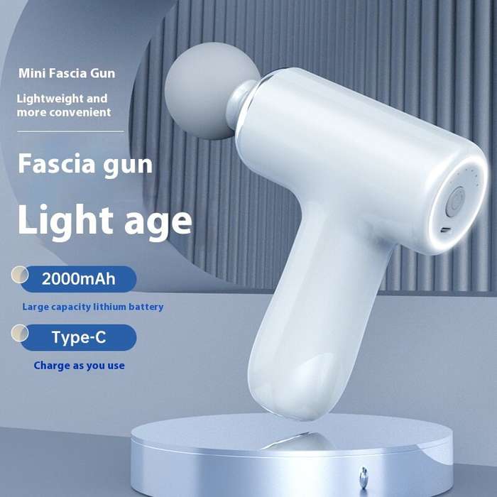 White - Electric Mini Muscle Massage Gun 6 Speed 4 Massage Heads Professional Vibration Massager Fit