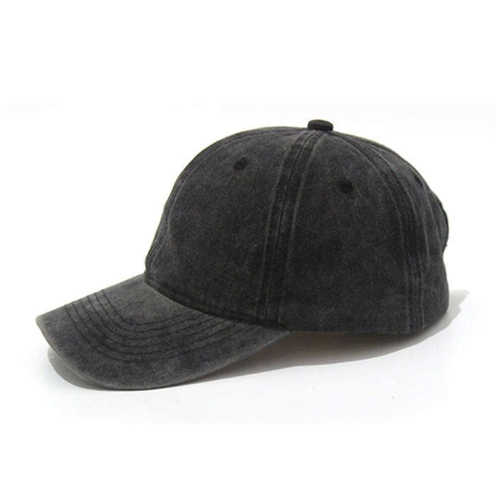 Black - Solid Washed Denim Baseball Cap Vintage Unisex Cotton Sport Hat Outdoor Soft Breathable Vers