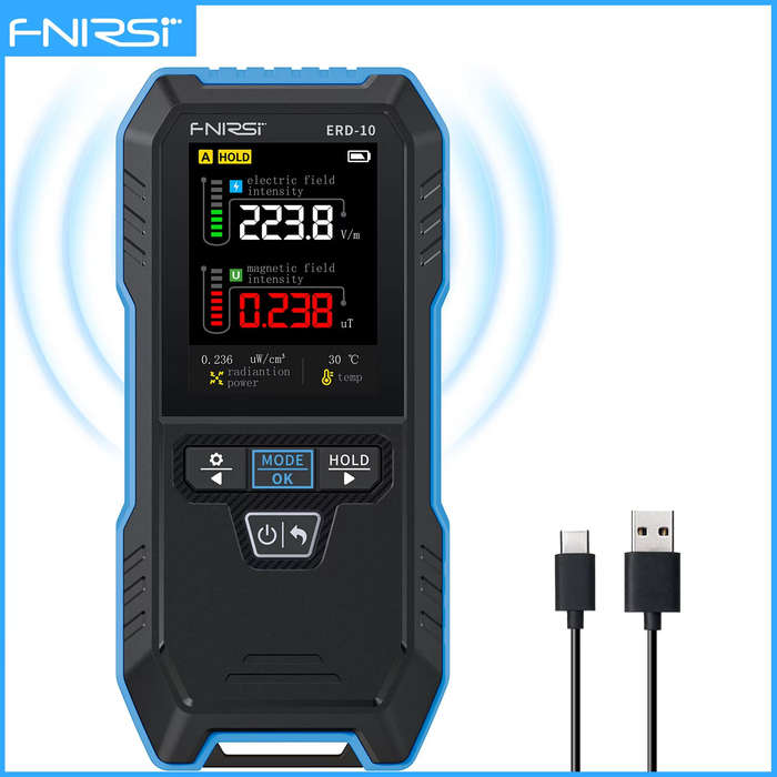 Black - FNIRSI ERD-10 Electromagnetic Radiation Detector Electric Magnetic RF Radiation Meter High A