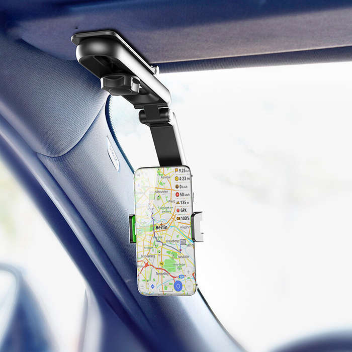 Green - Universal 1080 Rotating Sun Visor Car Phone Holder Cellphone Multi-function Mobile For iPhon