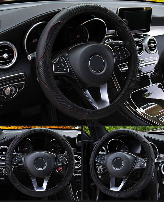 Red - Car Steering Wheel Cover Anti Slip Universal 37-38cm Steering Decoration Accessories