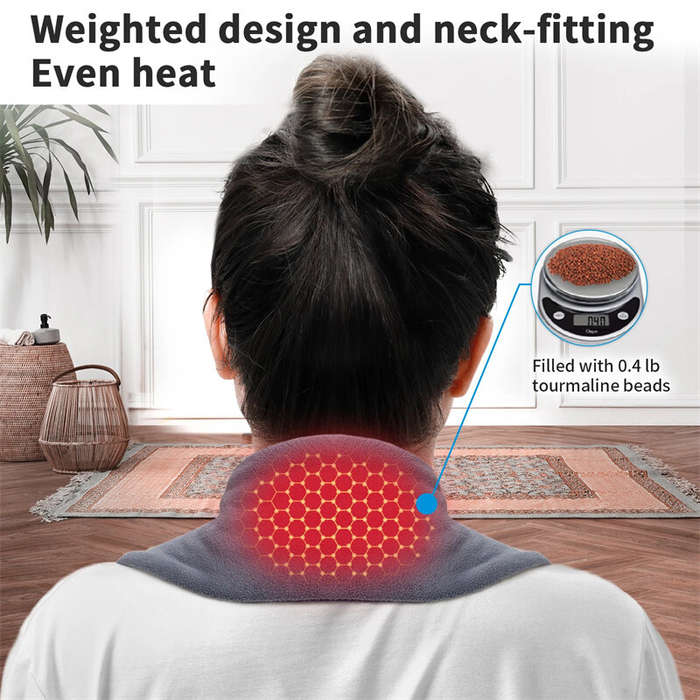 Grey - TENGOO Heated Neck Scarf Smart Winter Warmer USB Heating Three Gears with Temperature Adjusta