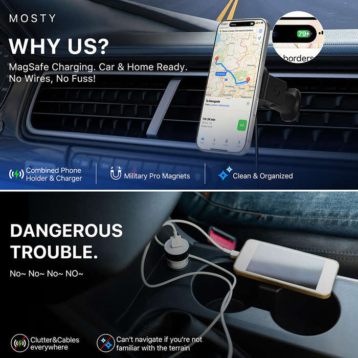 Black - 15W Wireless Car Air Outlet Fast Charging Charger Car Phone Mount Charger for iOS devices 8