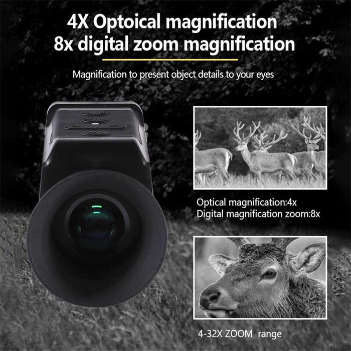 Black - Night Vision Monocular 4-32X Zoom Infrared Telescope Digital Night Vision Scope with 1.5" TF