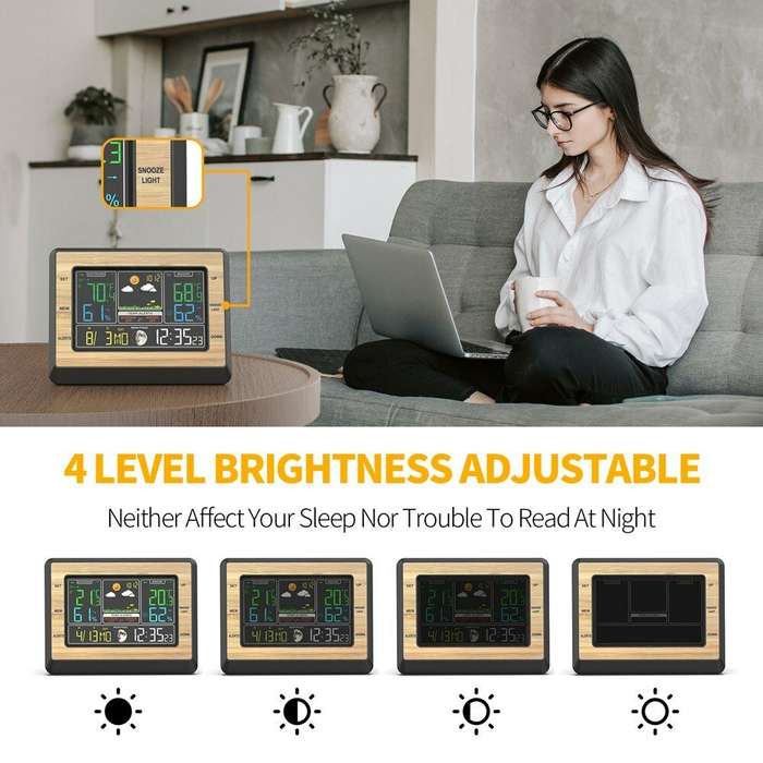 Color Screen Weather Forecast Clock Temperature and Humidity Meter Multifunctional Electronic Alarm