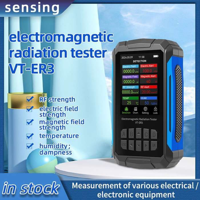 white - VT-ER3 5-in-1 Electromagnetic Radiation Tester Comprehensive Radio Frequency Electric Field