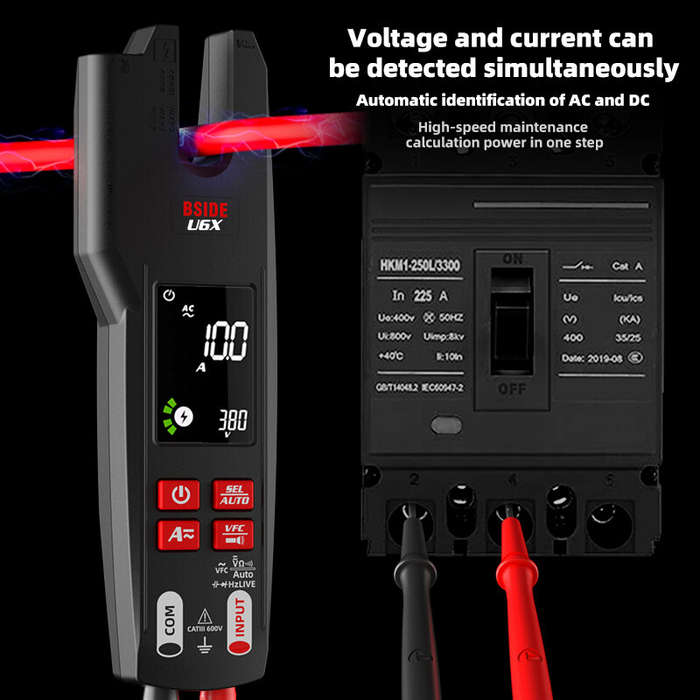 BSIDE U6X Digital Clamp Meter Multifunctional Testing Device 0-620V with Infrared Temperature Sensin