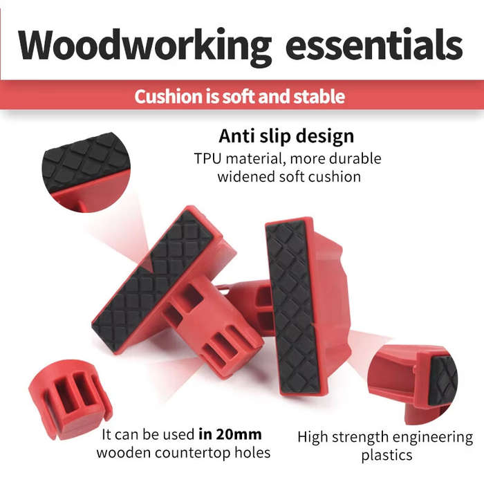 Red - 4PCS 20mm MFT Non-Slip Bench Dogs Workbench Table Stops for Workbench Positioning and Stabilit
