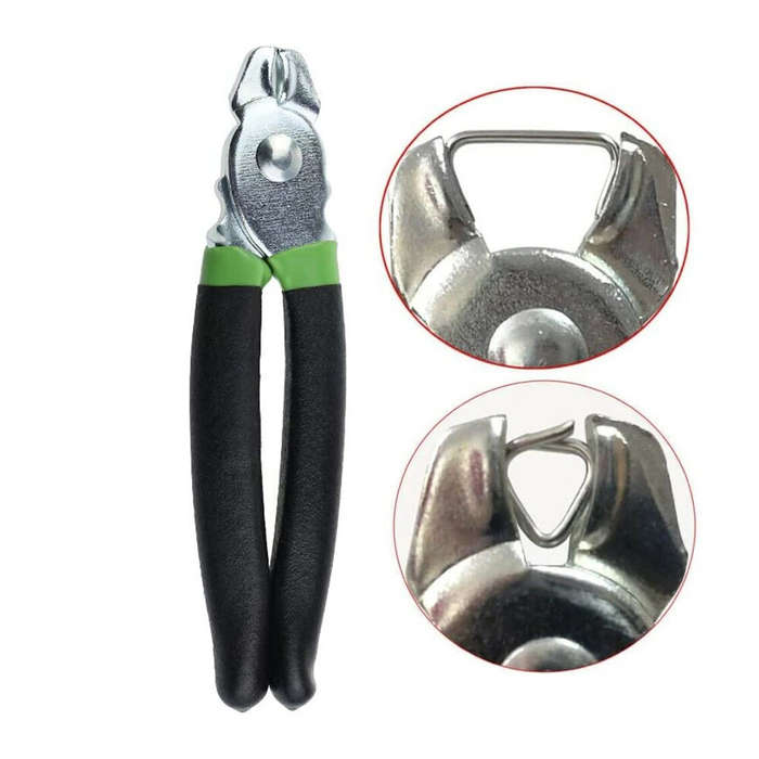 Black - Hog Ring Pliers Kit 200Pcs Galvanized Rings Rust Resistant Non Slip Grip Spring Loaded Multi