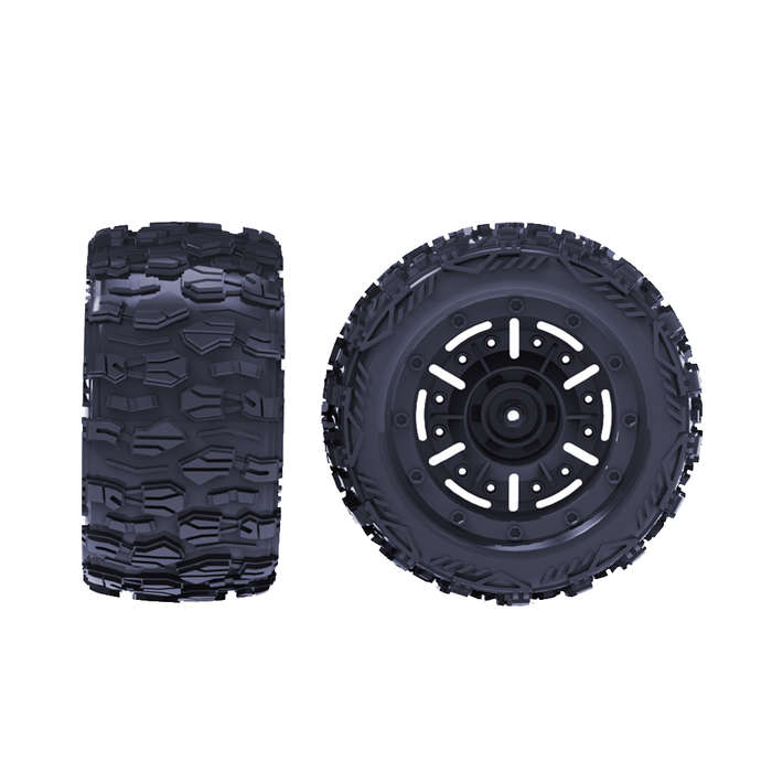 Black - 2PCS ZD Racing MT16 1/16 RC Car Parts Tires Wheels Rims Pre-Glued Vehicles Models Spare Acce