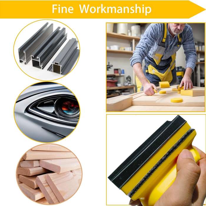 16 PCS - 16 PCS Handheld Hand Sanding Blocks Set Hook and Loop Interchangeable Design for Diverse Ap