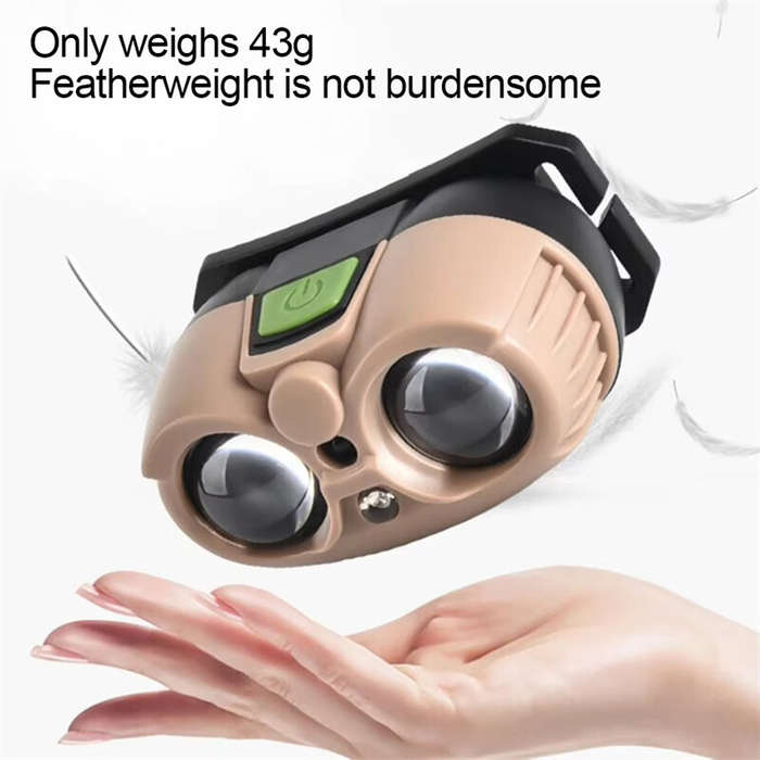 Beige - Bikight Smart Body Motion Sensor Mini LED Headlamp with Band, USB Rechargeable Headlight Wat