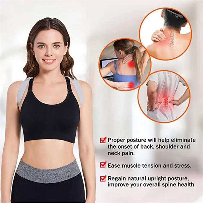 Intelligent induction vibration Back Support Adjustable Non-slip Posture Spinal Correction with LCD