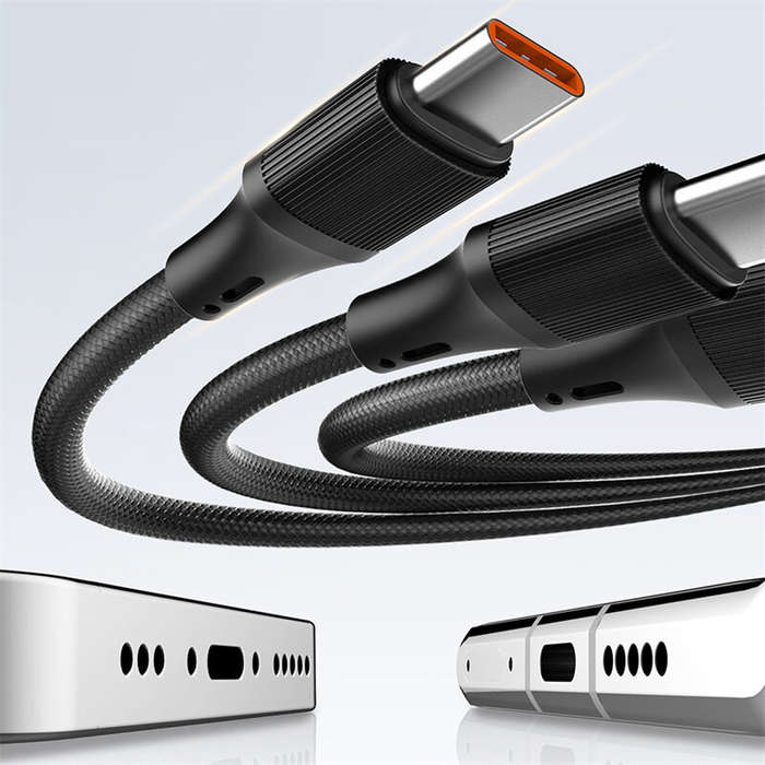 Black - LDNIO LC97uc 100W USB-A/Type-C to Type-Cx2/iP Cable PD QC3.0 Fast Charging Data Transmission