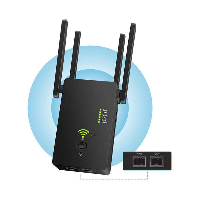 white - 1200M Dual Band Wireless AP Repeater 2.4GHz 5.8GHz Router Range Extender WiFi Amplifier Sign