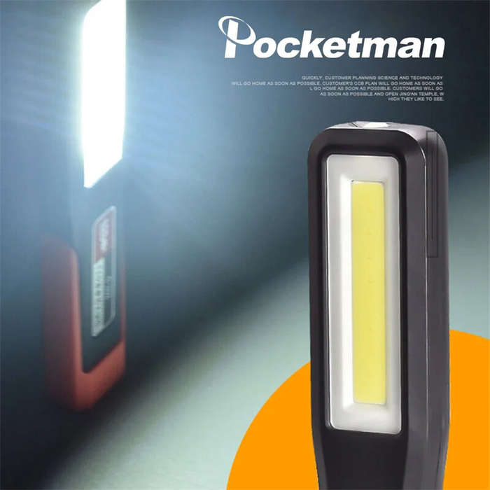 Orange - COB LED Work Light Car Garage Mechanic Lamp USB Rechargeable Flashlight with Magnetic Torch