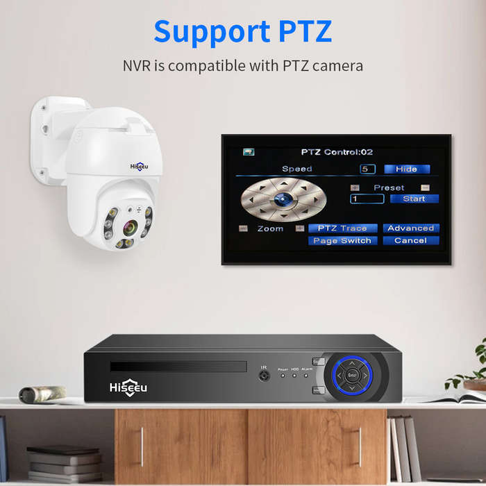 Hiseeu H5NVR-P-8 8CH POE NVR iP Security Surveillance Camera H.265+ CCTV System 8MP 4K Audio Video R