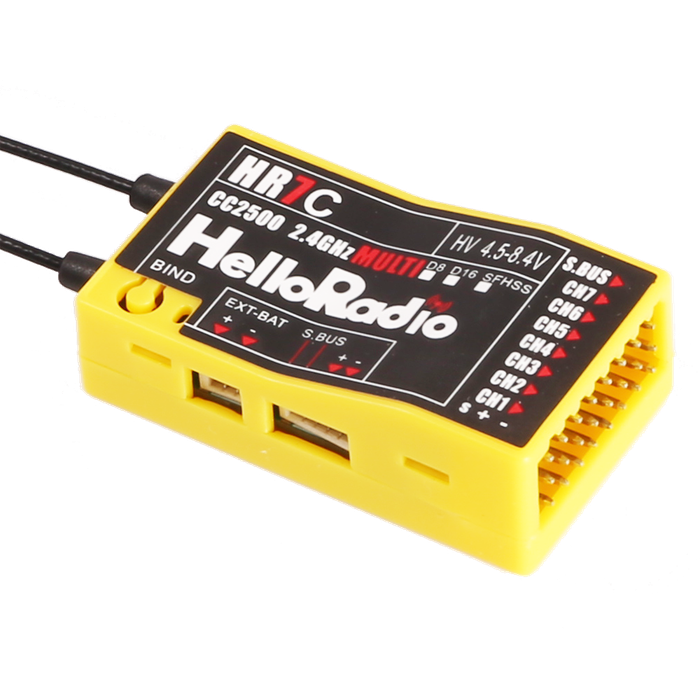 Black - HelloRadioSky HR7C CC2500 2.4GHz 8CH D8/D16/SFHSS PWM Receiver for Fixed Wing RC Airplane