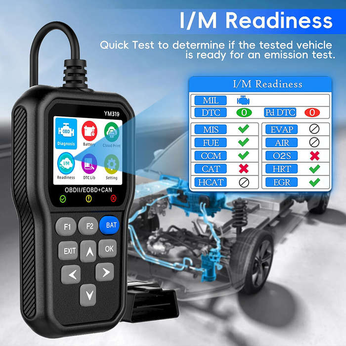 #1 - YM319 OBD2 Scanner Car Check Engine Light Read Erase Fault Codes Professional Car Diagnostic To