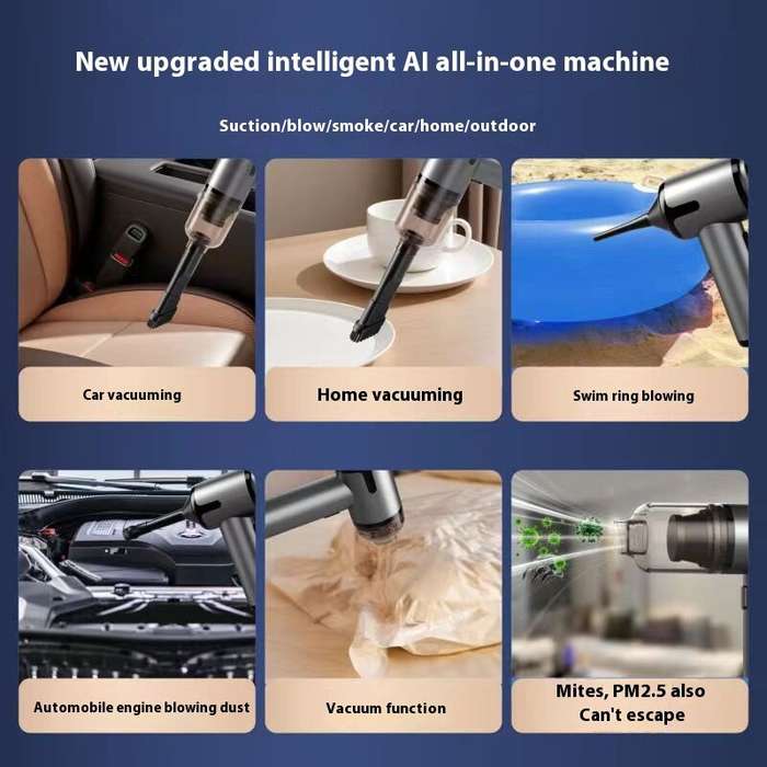 Black - Cordless Car Vacuum Cleaner Rechargeable Portable Brushless Handheld Vacuum Blower Car Home