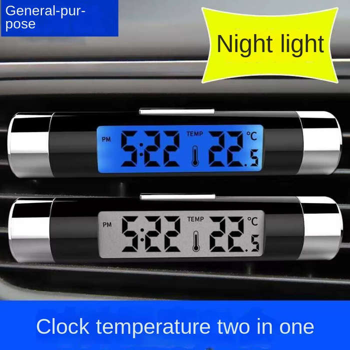 Black - Car Air Outlet Thermometer Time Display High Precision Electronic Digital Car Clock LED Ther