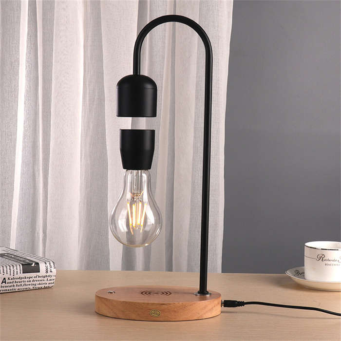 Silver - Levitating LED Light Art Piece Wireless Charging 6 Inch 2-5W Energy Efficient Black/Silver
