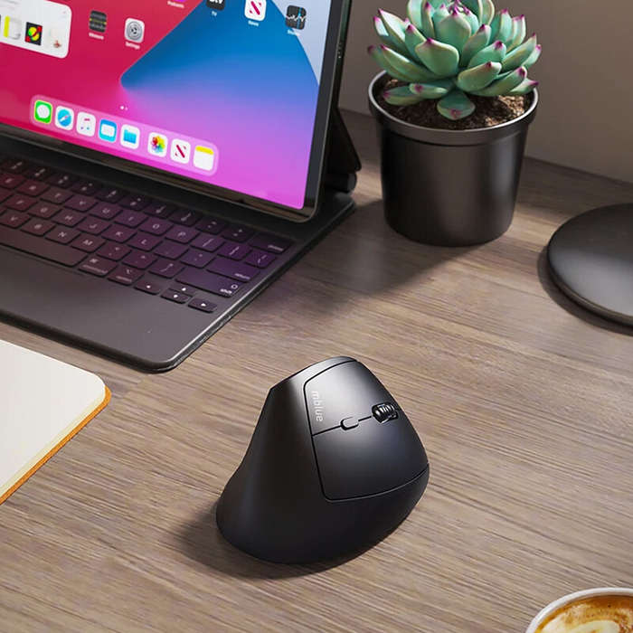 Black - MBlue M206 PRO Wireless Gaming Mouse 800-4000DPI Silent Button Optical Vertical Ergonomic Ga