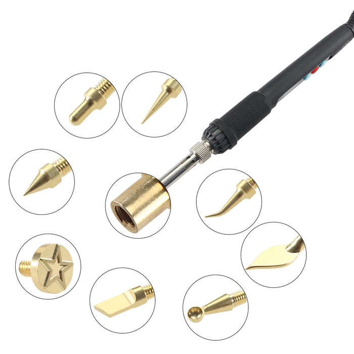 220V EU Plug - Toaiot Heat Insert Nut Iron Tip Hot Melt Heat Set Insert Tool Soldering Iron Tip 3D P