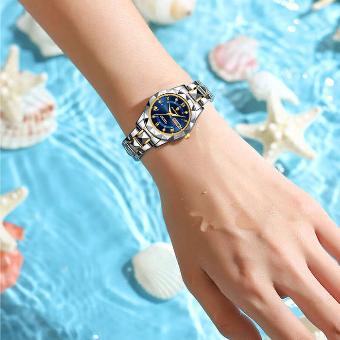 Blue - POEDAGAR Women Luxury Watch Luminous Waterproof Quartz Watch Analog Calendar Business Wrist W