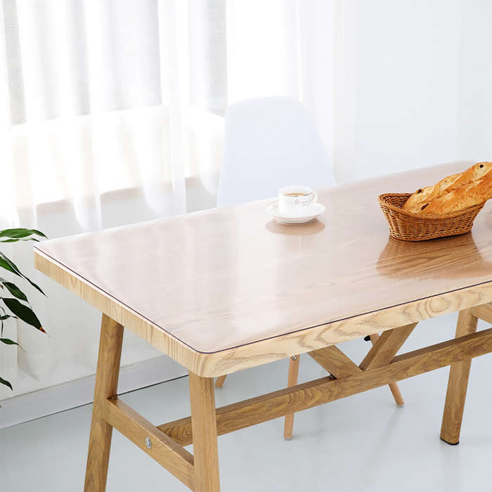1.5mm Thickness Clear Plastic PVC Tablecloth Transparent Non-Stick Waterproof Protector Dining Table
