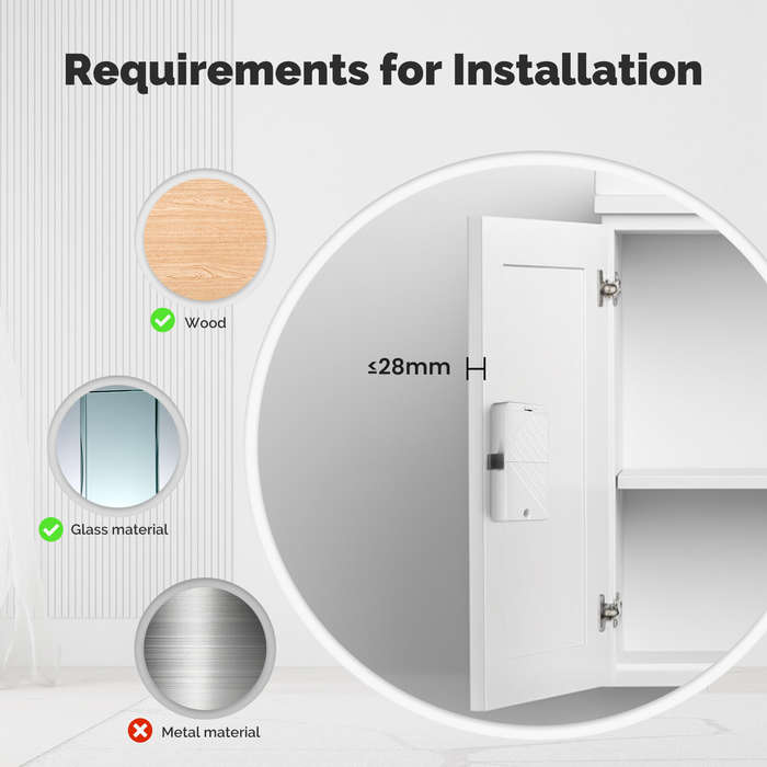 White - MOES Tuya Bluetooth Smart Lock ID Card NFC Unlock App Remote Control Security for Cabinets a