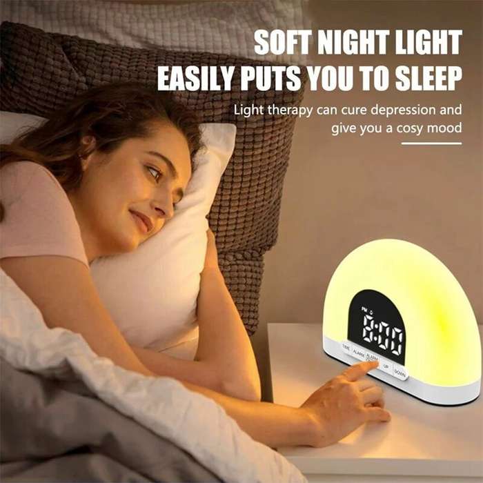 White - Simulated Sunrise Wake-Up Light Alarm Clock Wake-Up Light Simulates Sunrise Atmosphere Light