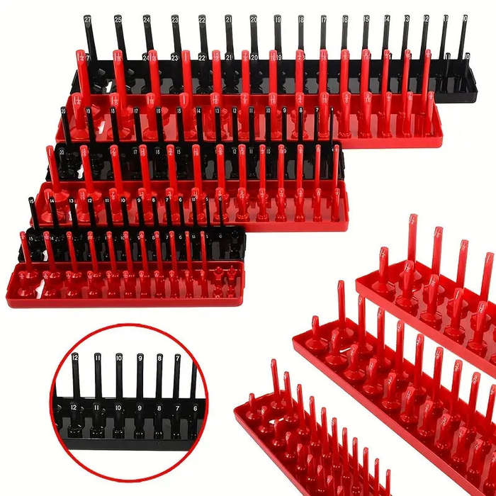 Black - Multifunctional 3-PCS Plastic Socket Organizer Tray Set 1/4-Inch 3/8-Inch 1/2-Inch Metric/Im