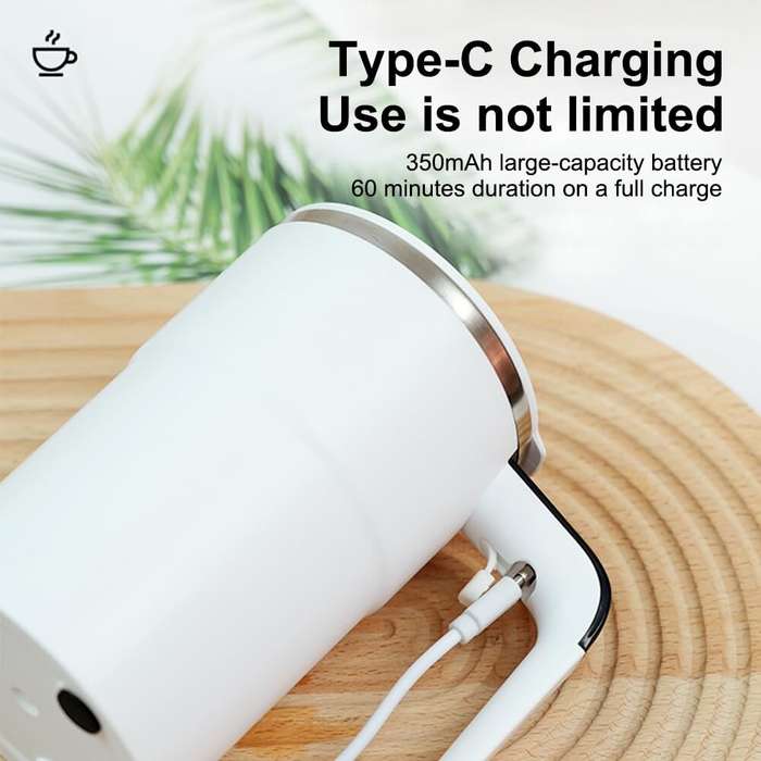 White - 380ML Smart Magnetic Stirring Cup w/LCD & Temperature Detection Self-stirring Coffee Mug Mag