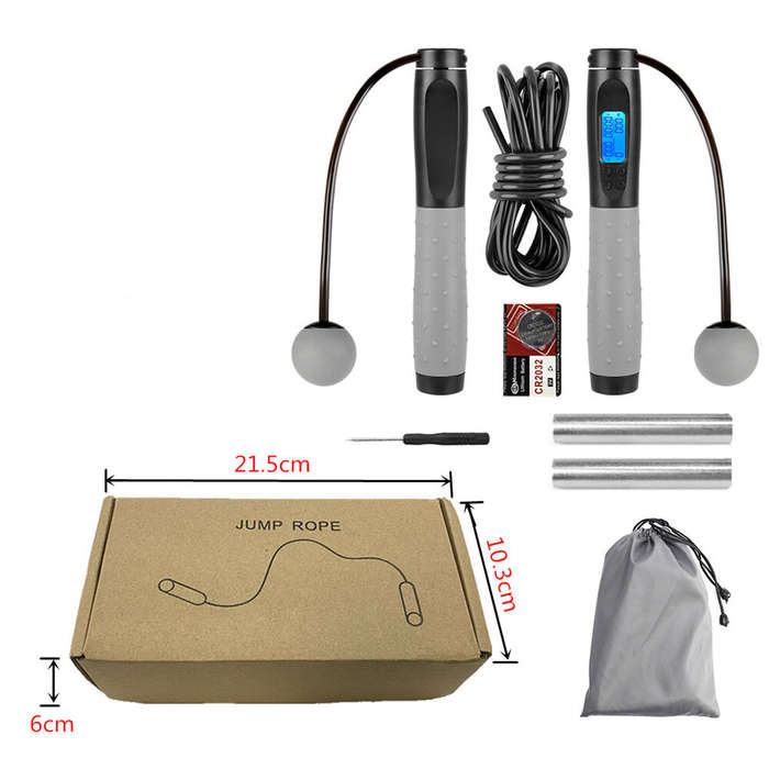Black grey - Smart Electric Counting Jump Rope Corded and Cordless 2 in 1 Design 4 Modes Accurate HD