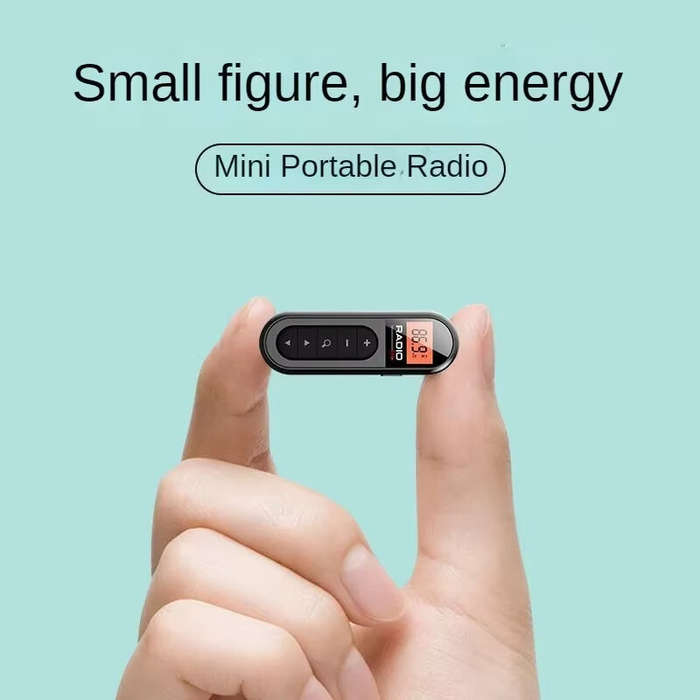 Black - Mini Portable FM Radio Rechargeable Pocket Radio with LCD Screen Built-in DSP Chip Quick Fre
