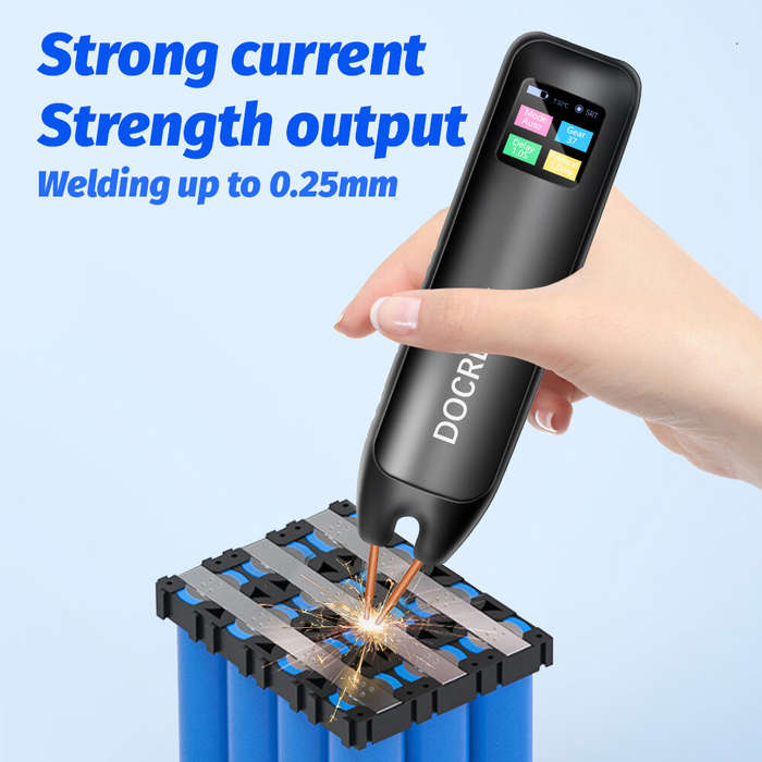 Black - Docreate-757 Small Digital Display Handheld Spot Welding Machine 800A 4.2V 1.33 inch TFT ABS