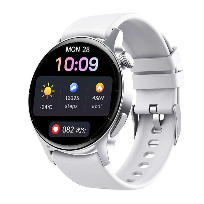 Silver - F207R 1.35-inch HD Screen 3D Large Arc Glass AI Intelligent Voice bluetooth Call Heart Rate