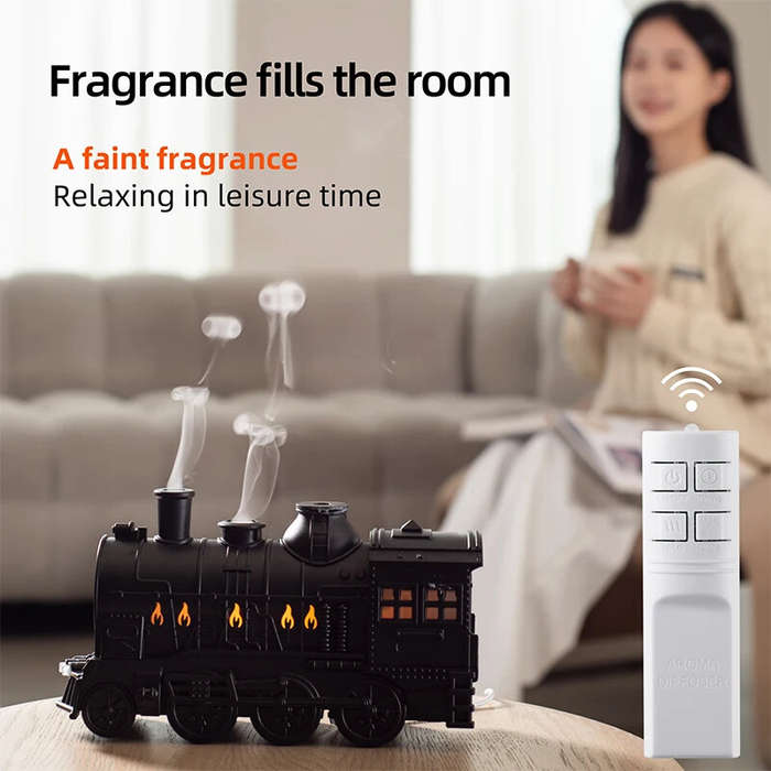 US Plug - 300ml Train Air Humidifier with Remote Control Ultrasonic Aromatherapy Diffusers Mist Make